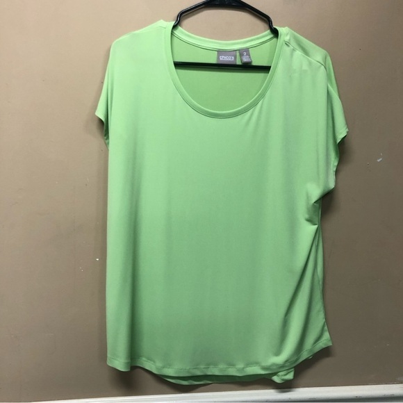 Chico's Tops - Chicos Green Polyester Short Sleeve Blouse Size 2 Large